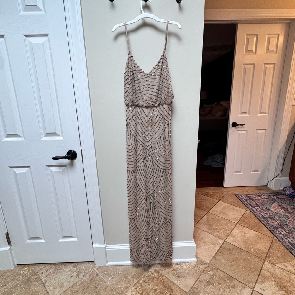 Adrianna Papell Champagne/gold Beaded Gown